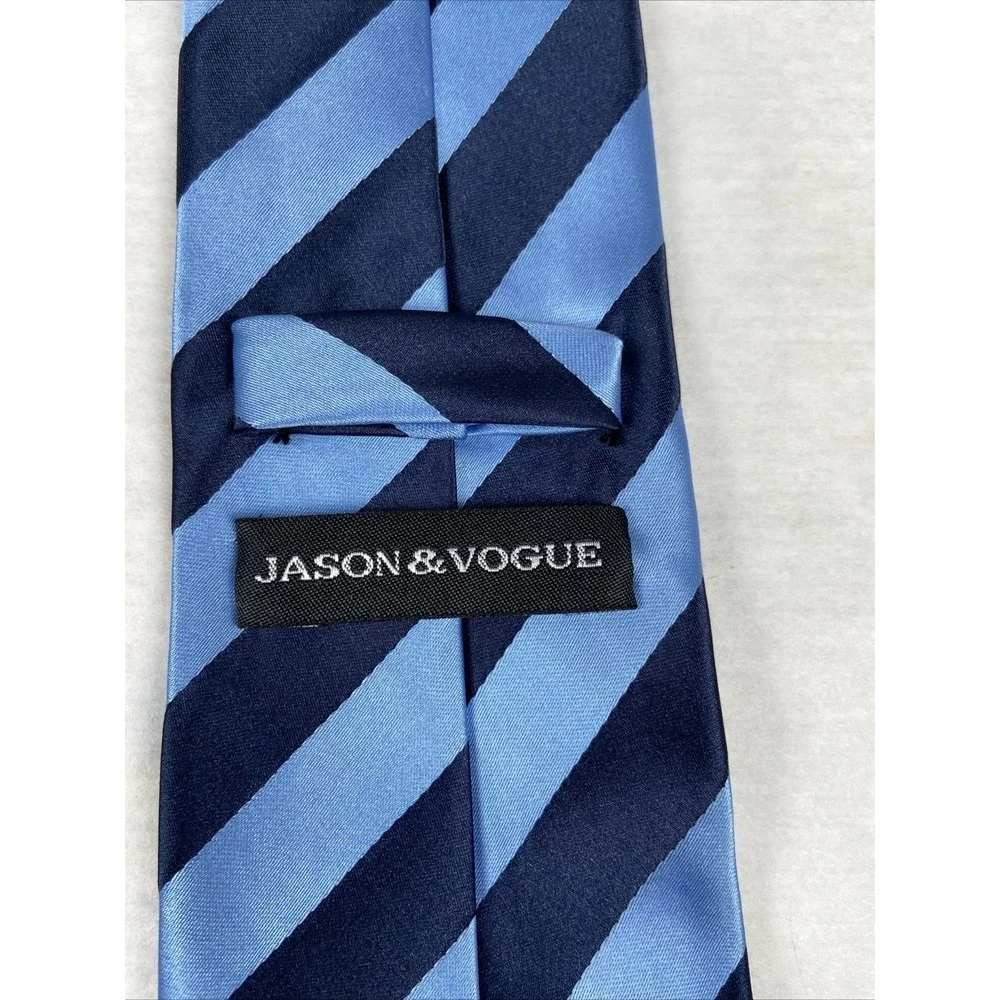 Jason & Vogue Light Blue/Navy Striped Men's Tie